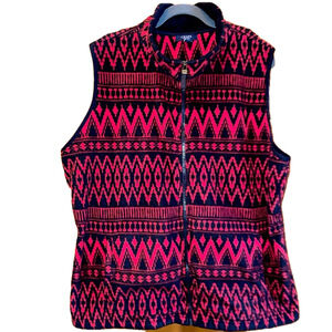 Red and Black Print Fleece Vest
